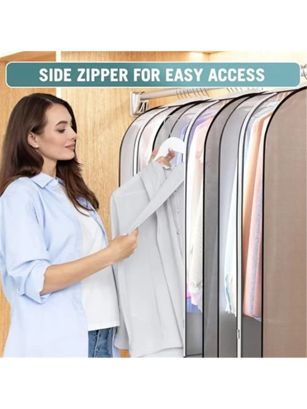 Garment Bags Closet Storage Clear Cover Zipper Breathable Suit Coat Organizer